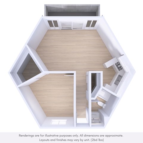 Floor plan for 1 bed, 1 bath, 850 sqft